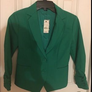 NWT Express XS Green Blazer Ruched Sleeve Size 00